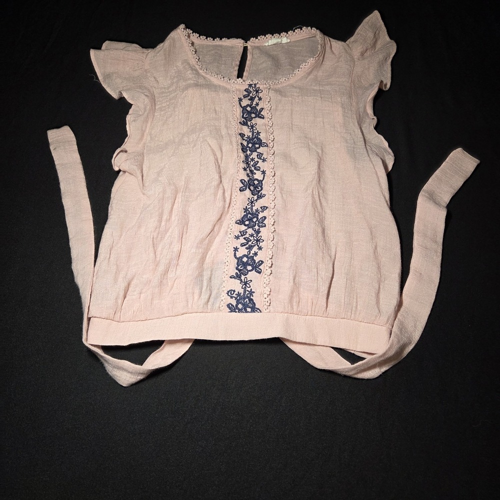 Womans Mine Brand Size M Pink Floral Summer Blouse Top With Straps